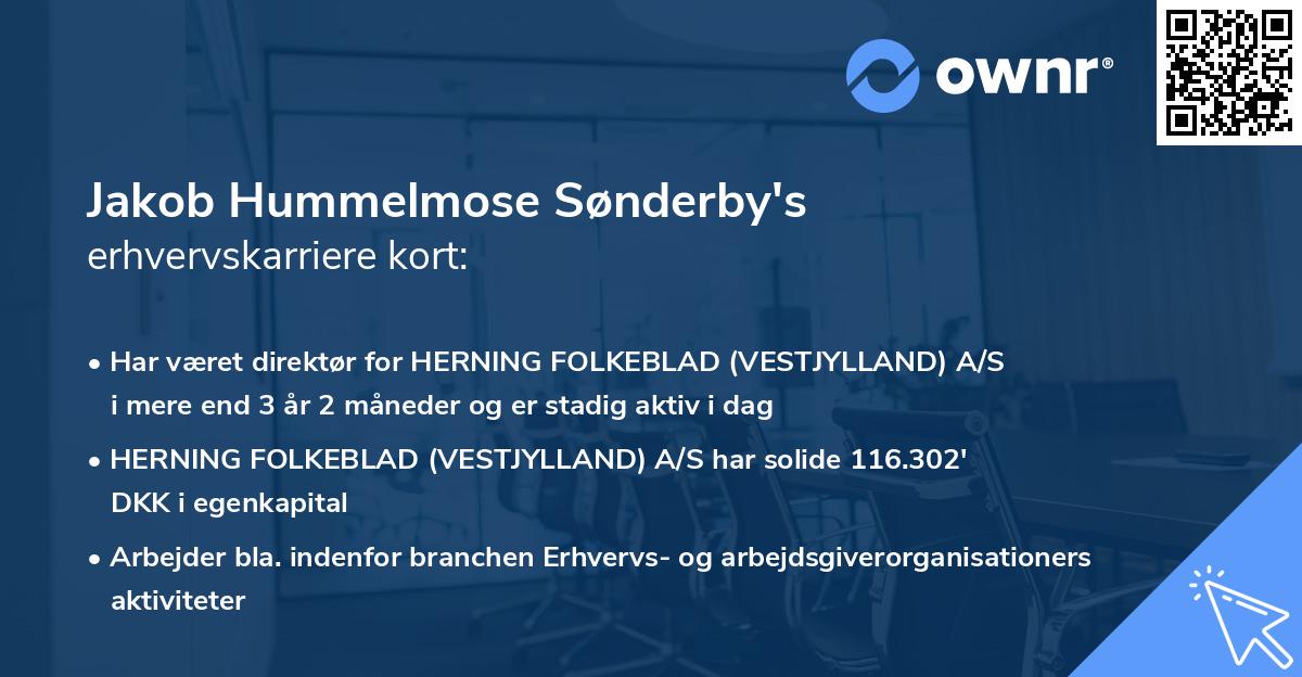 Jakob Hummelmose Sønderby's erhvervskarriere kort