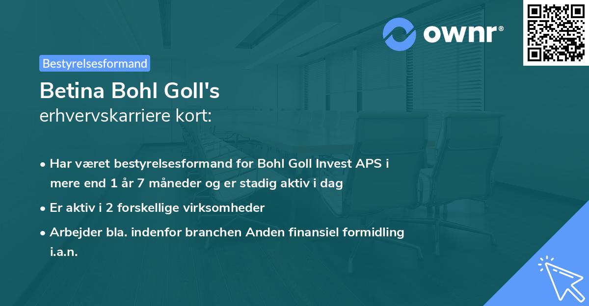 Betina Bohl Goll's erhvervskarriere kort