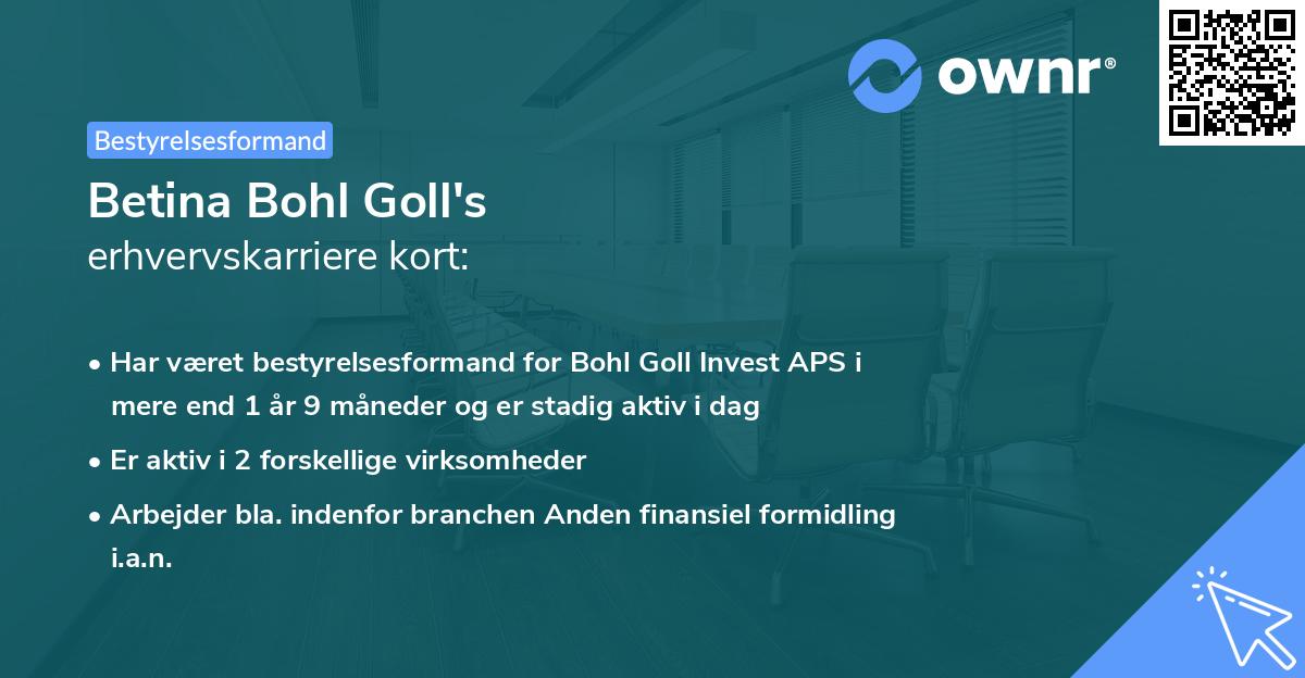 Betina Bohl Goll's erhvervskarriere kort