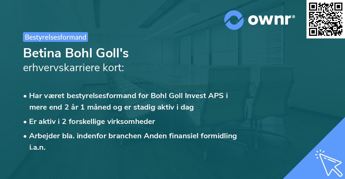 Betina Bohl Goll's erhvervskarriere kort