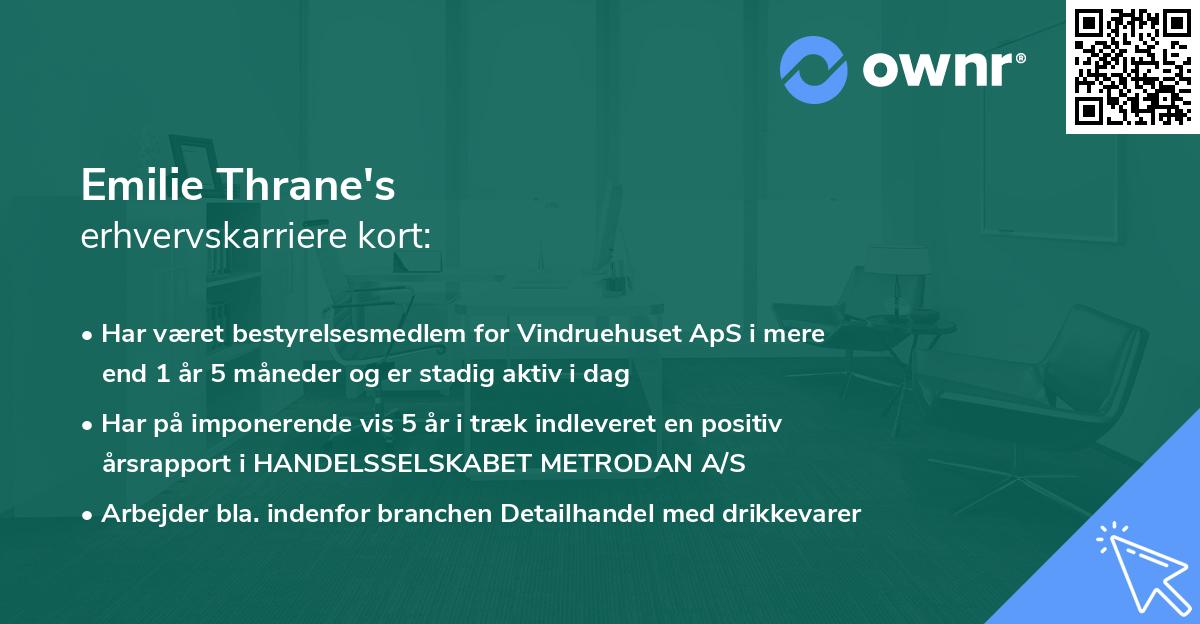 Emilie Thrane's erhvervskarriere kort