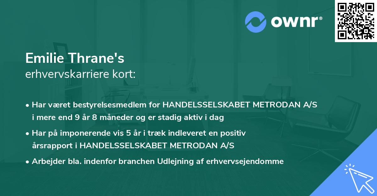 Emilie Thrane's erhvervskarriere kort