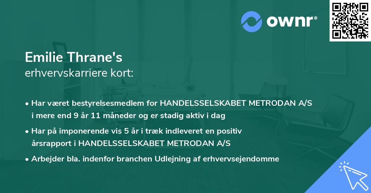 Emilie Thrane's erhvervskarriere kort