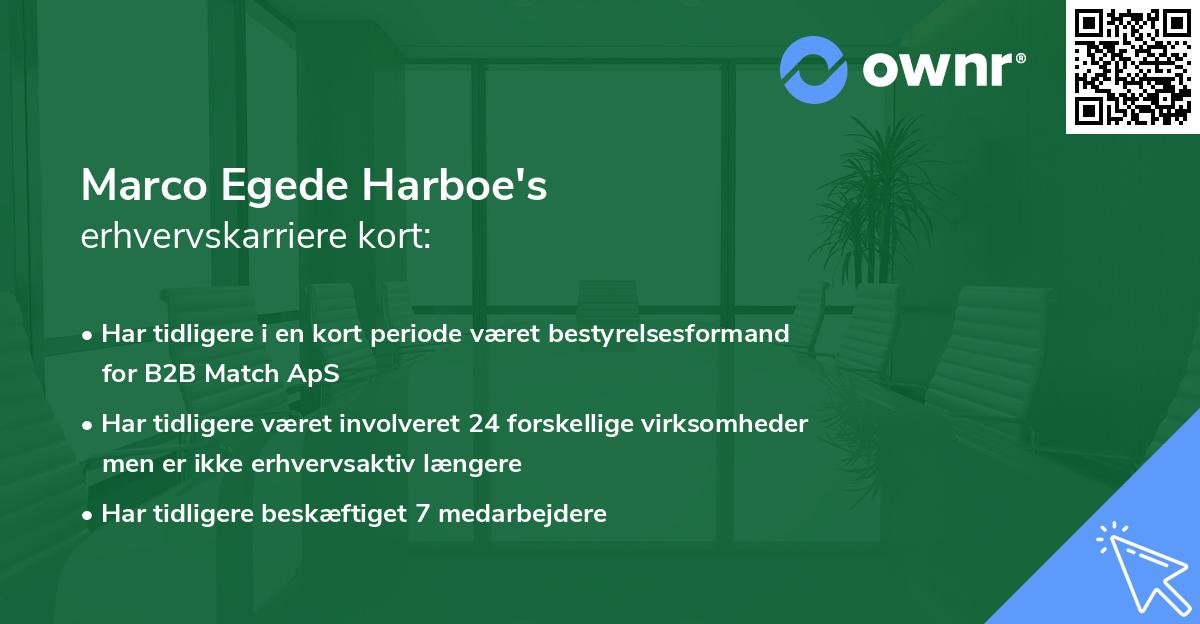 Marco Egede Harboe's erhvervskarriere kort