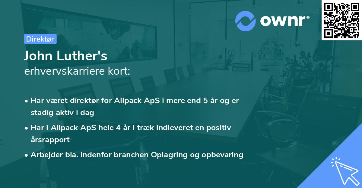 John Luther's erhvervskarriere kort