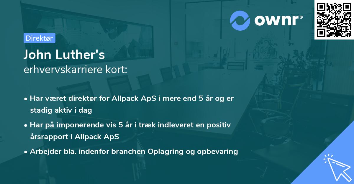 John Luther's erhvervskarriere kort