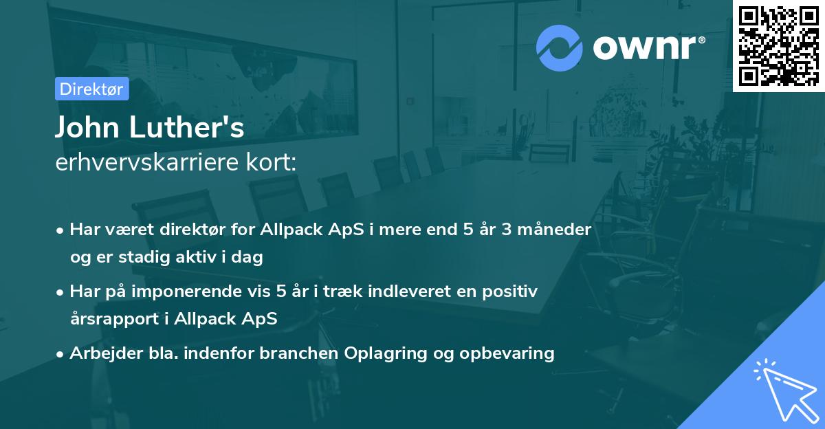 John Luther's erhvervskarriere kort