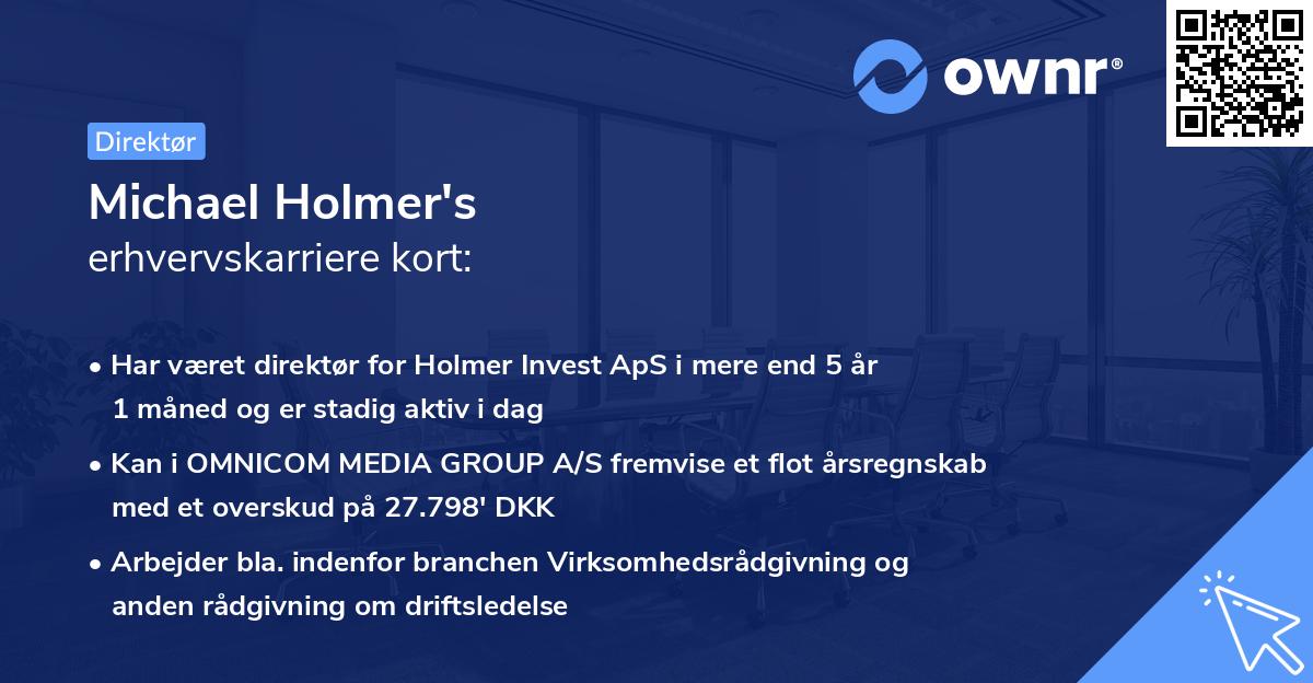 Michael Holmer's erhvervskarriere kort