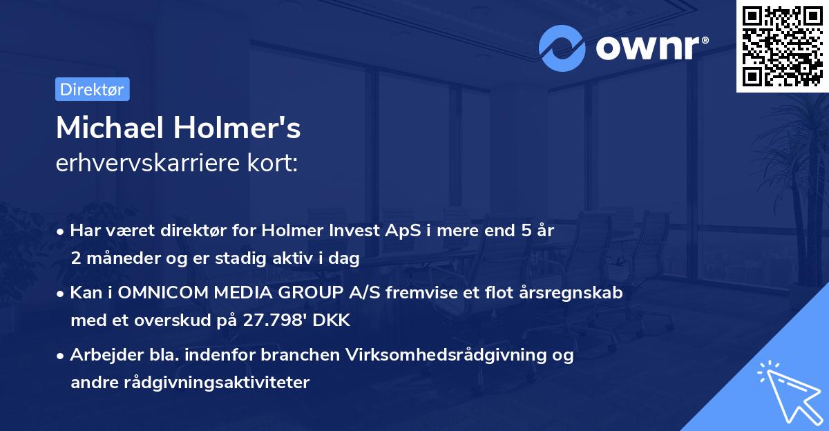 Michael Holmer's erhvervskarriere kort