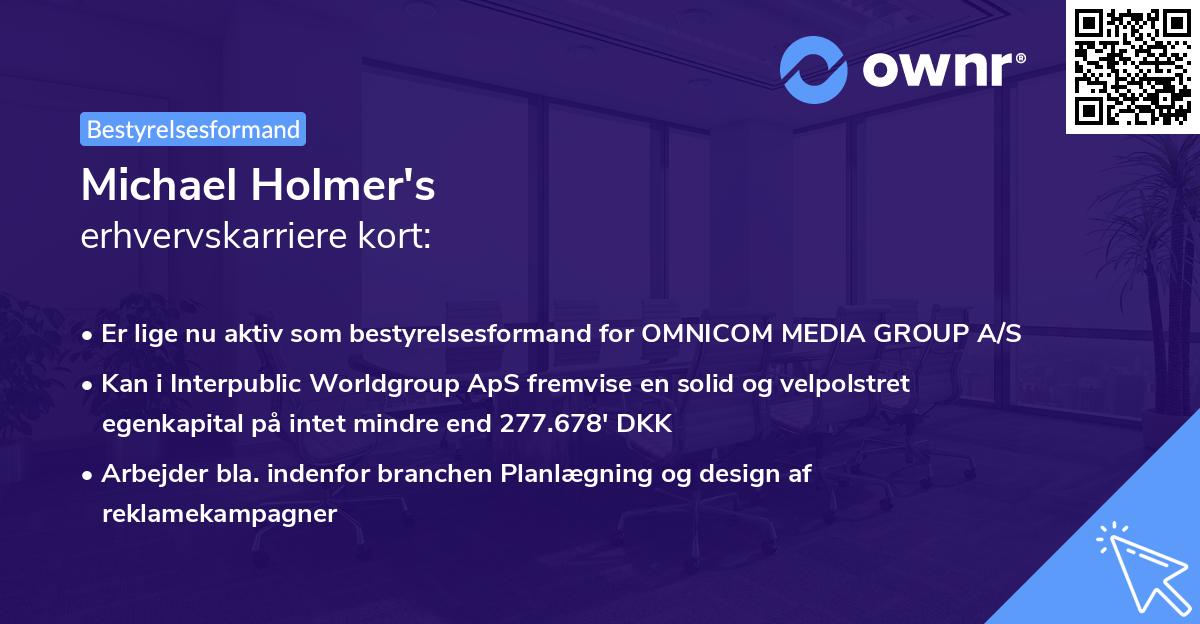 Michael Holmer's erhvervskarriere kort