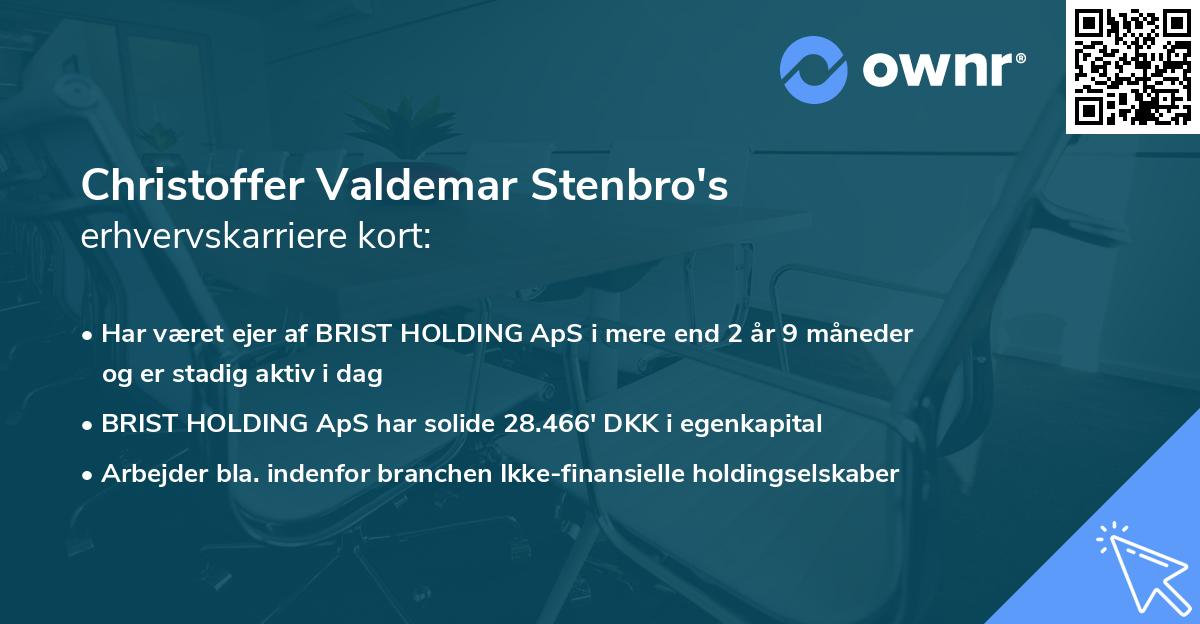 Christoffer Valdemar Stenbro's erhvervskarriere kort
