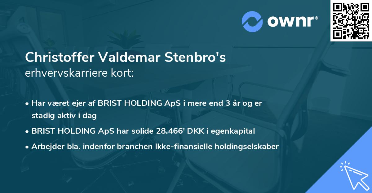 Christoffer Valdemar Stenbro's erhvervskarriere kort