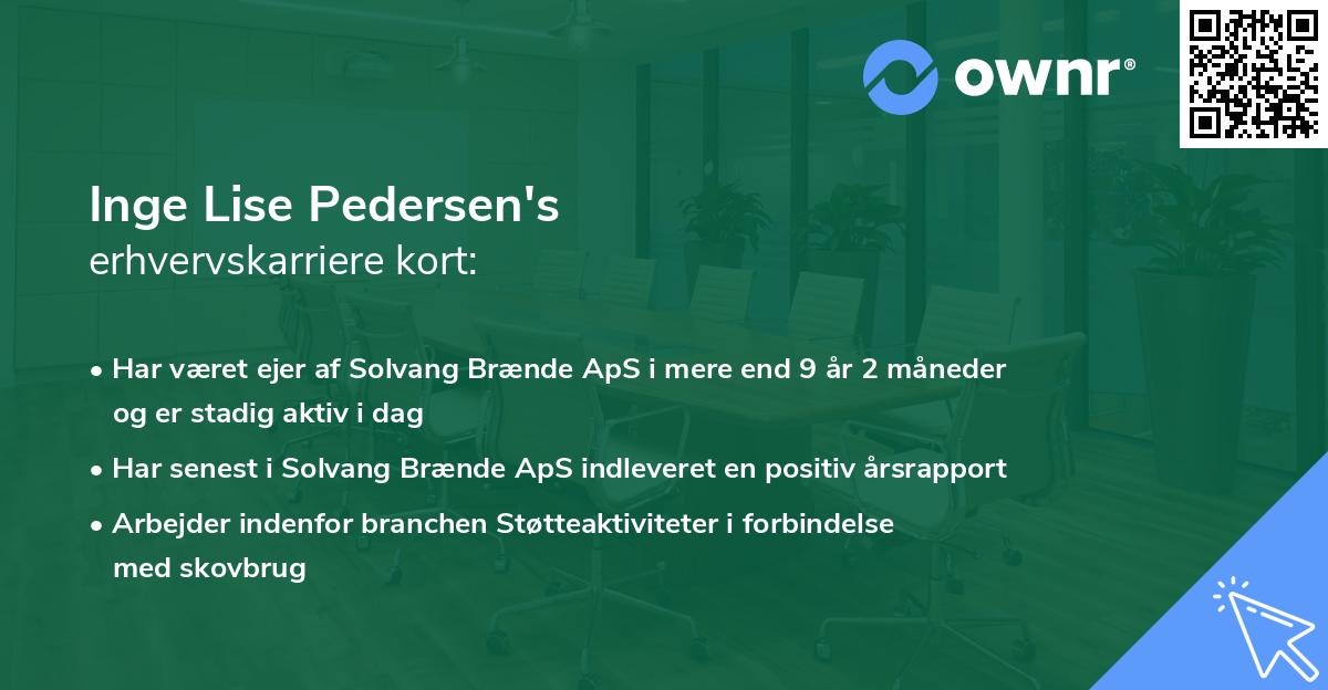 Inge Lise Pedersen's erhvervskarriere kort