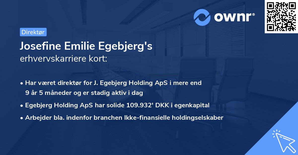 Josefine Emilie Egebjerg's erhvervskarriere kort