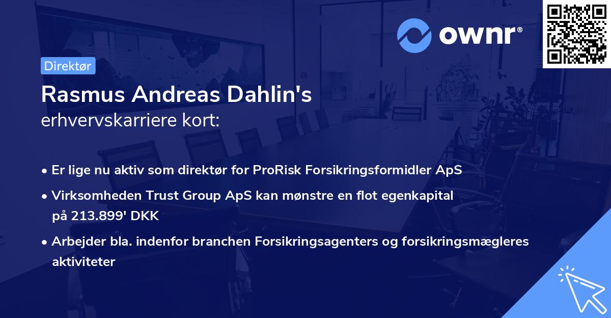 Rasmus Andreas Dahlin's erhvervskarriere kort