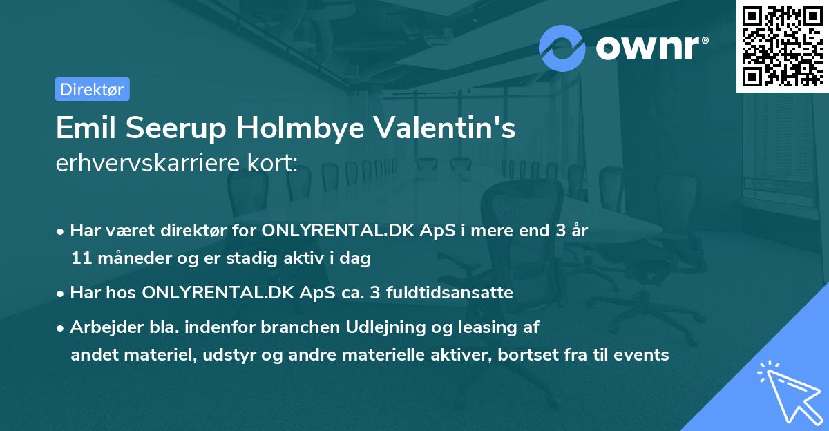 Emil Seerup Holmbye Valentin's erhvervskarriere kort