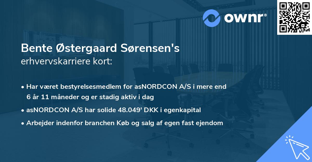 Bente Østergaard Sørensen's erhvervskarriere kort