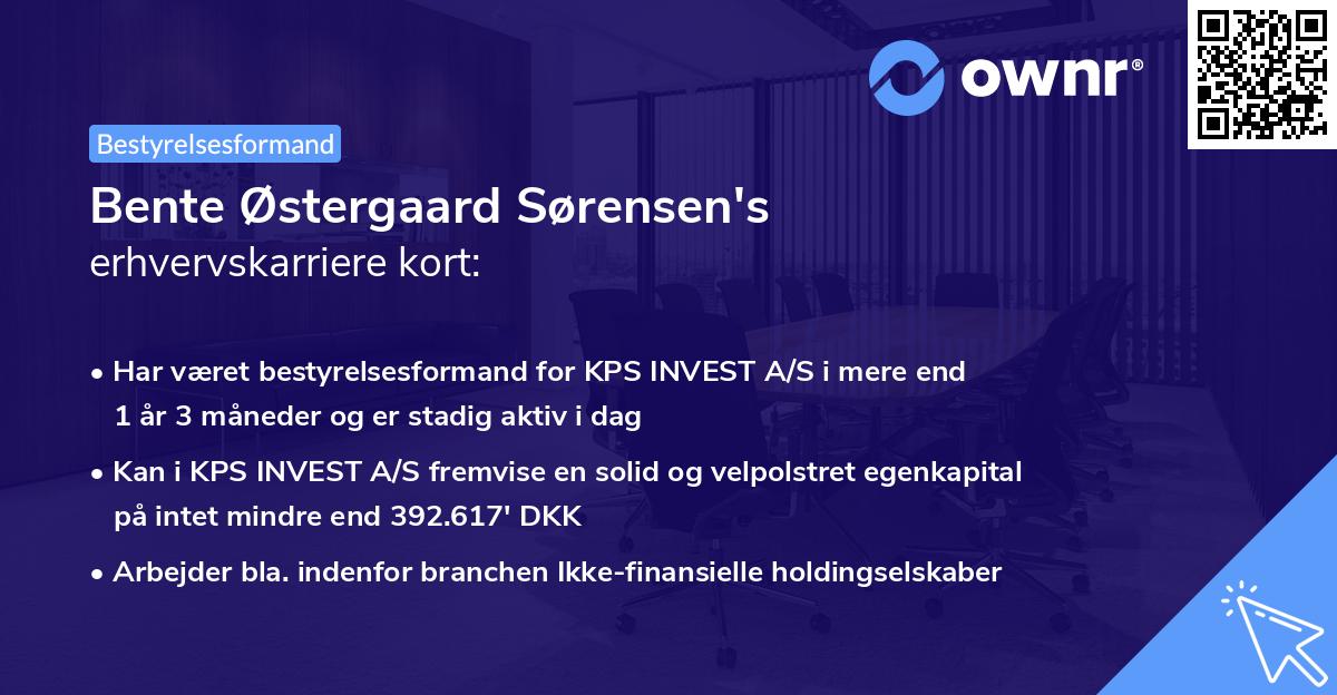 Bente Østergaard Sørensen's erhvervskarriere kort