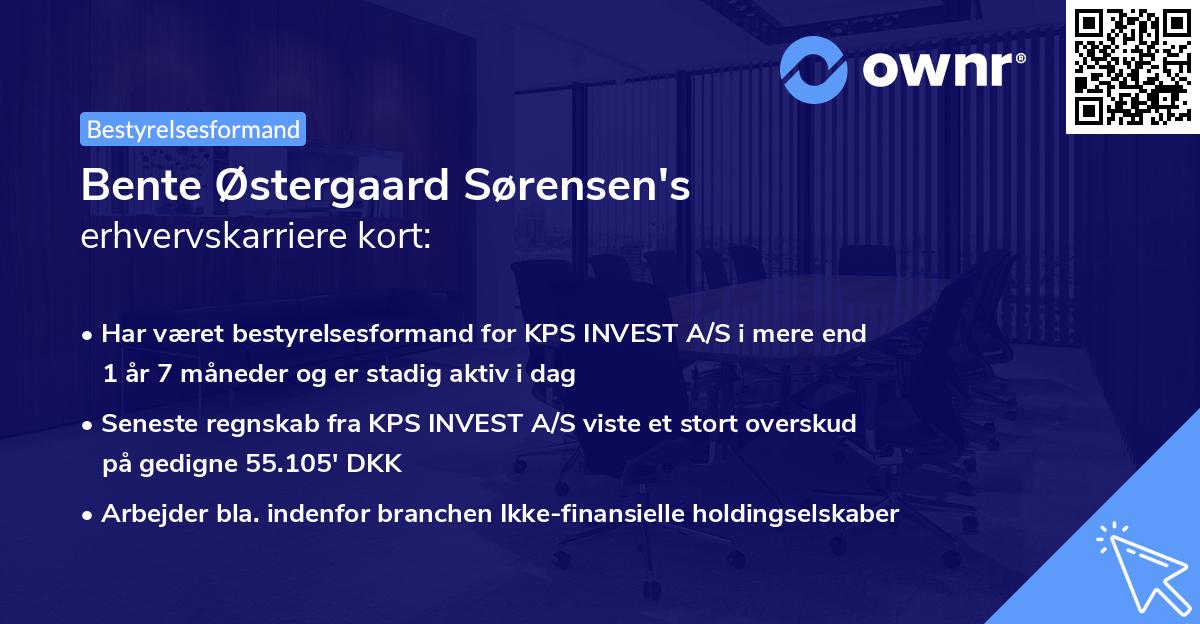 Bente Østergaard Sørensen's erhvervskarriere kort