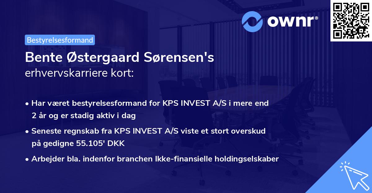 Bente Østergaard Sørensen's erhvervskarriere kort