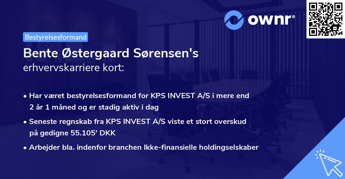 Bente Østergaard Sørensen's erhvervskarriere kort