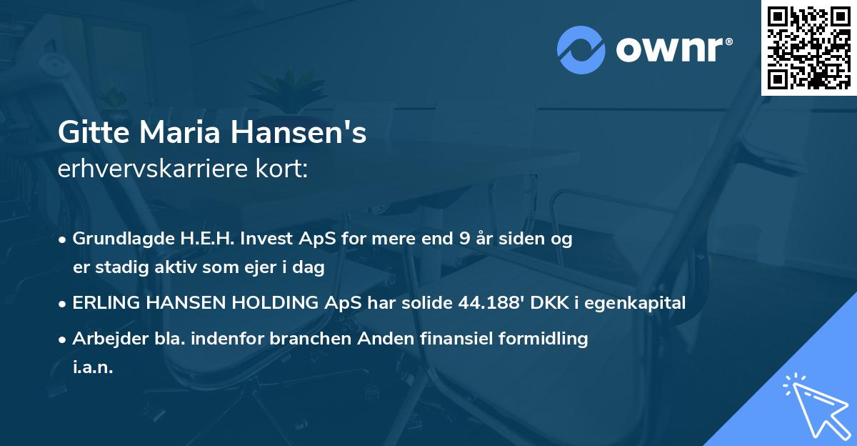 Gitte Maria Hansen's erhvervskarriere kort