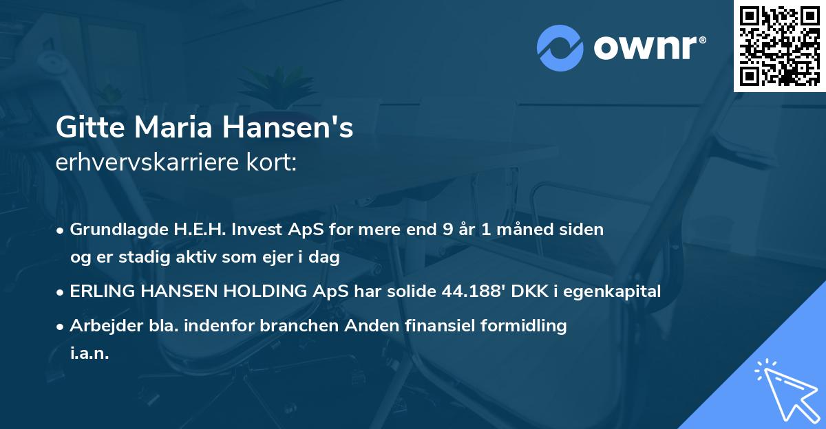 Gitte Maria Hansen's erhvervskarriere kort