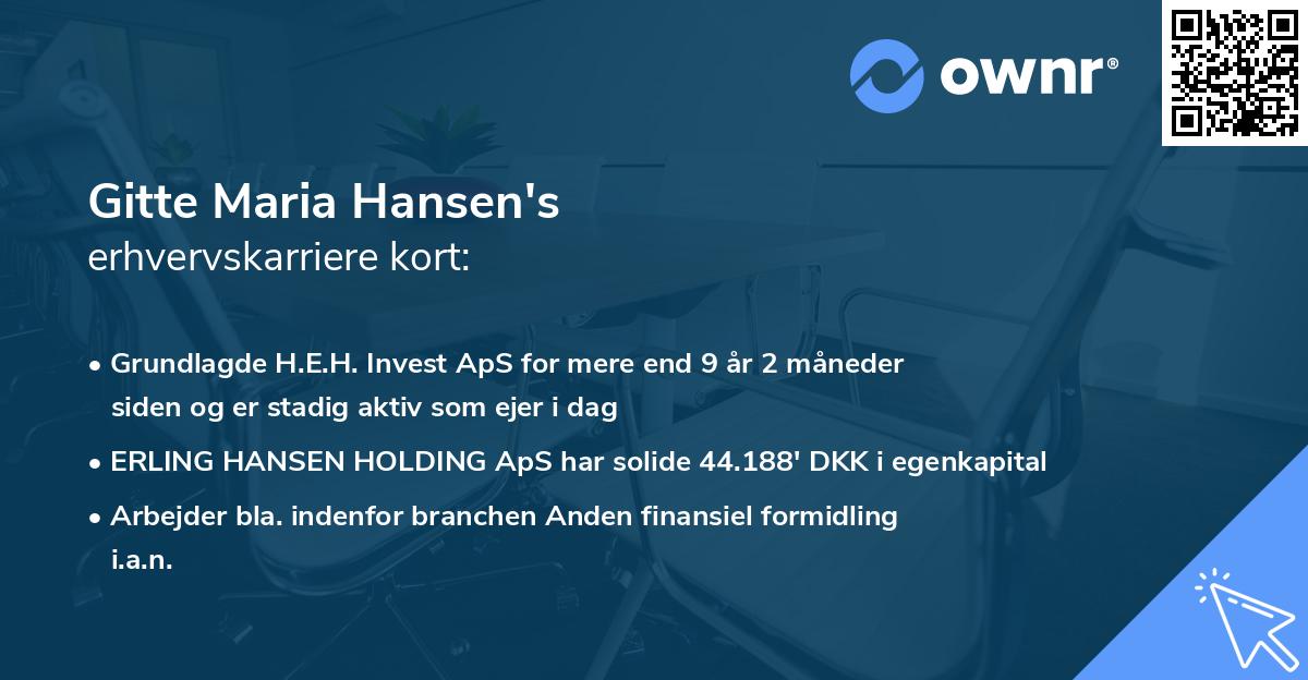 Gitte Maria Hansen's erhvervskarriere kort