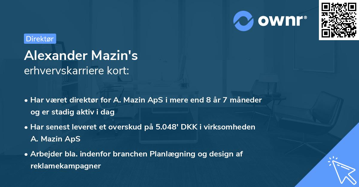 Alexander Mazin's erhvervskarriere kort