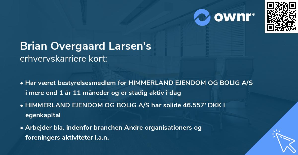 Brian Overgaard Larsen's erhvervskarriere kort