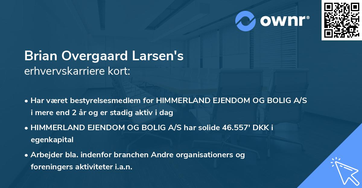 Brian Overgaard Larsen's erhvervskarriere kort