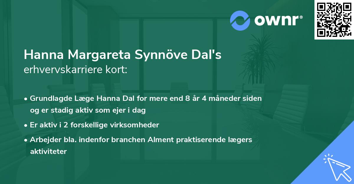 Hanna Margareta Synnöve Dal's erhvervskarriere kort