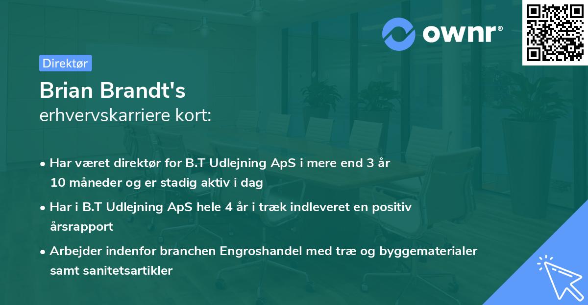 Brian Brandt's erhvervskarriere kort