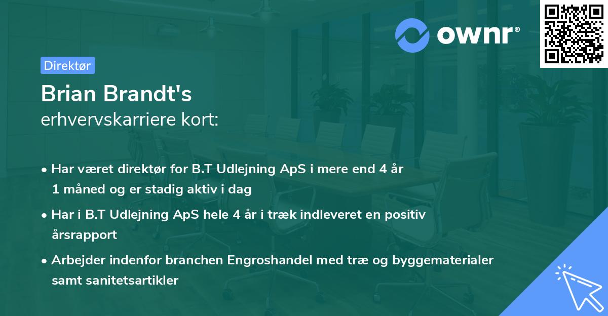 Brian Brandt's erhvervskarriere kort