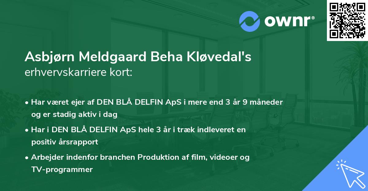 Asbjørn Meldgaard Beha Kløvedal's erhvervskarriere kort
