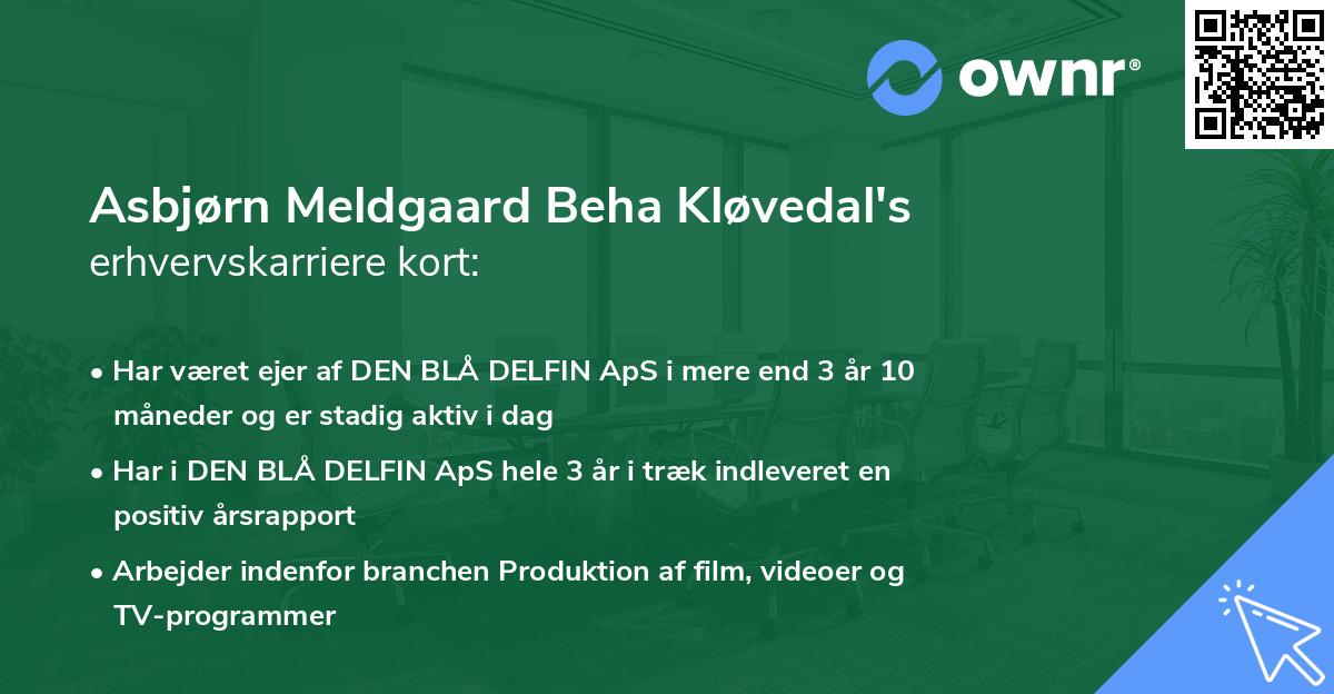 Asbjørn Meldgaard Beha Kløvedal's erhvervskarriere kort