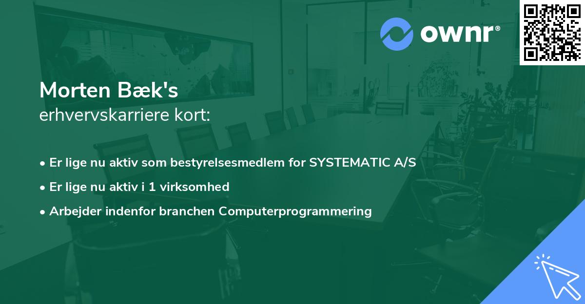 Morten Bæk's erhvervskarriere kort