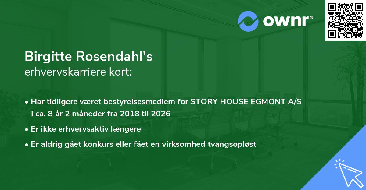 Birgitte Rosendahl's erhvervskarriere kort