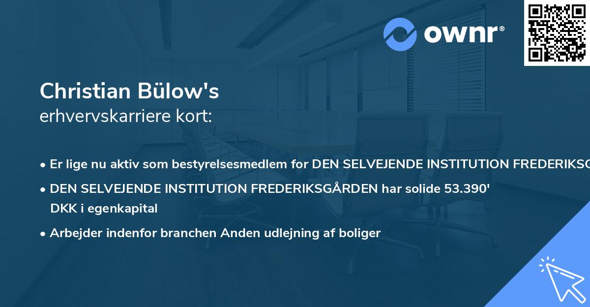 Christian Bülow's erhvervskarriere kort