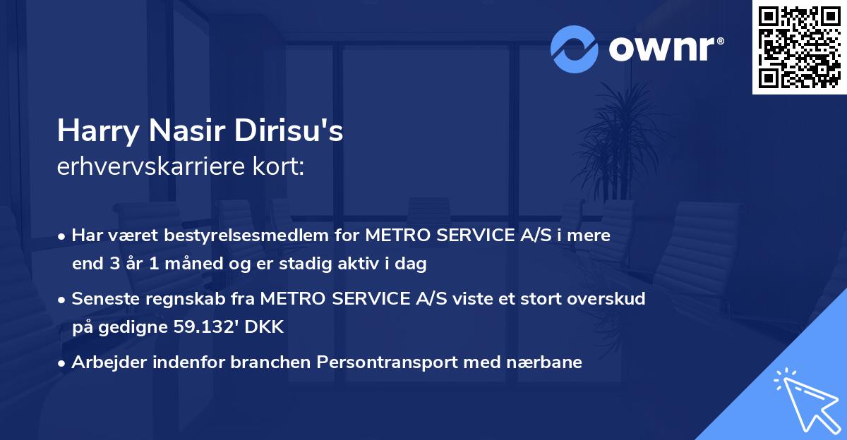 Harry Nasir Dirisu's erhvervskarriere kort