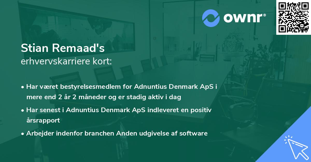 Stian Remaad's erhvervskarriere kort