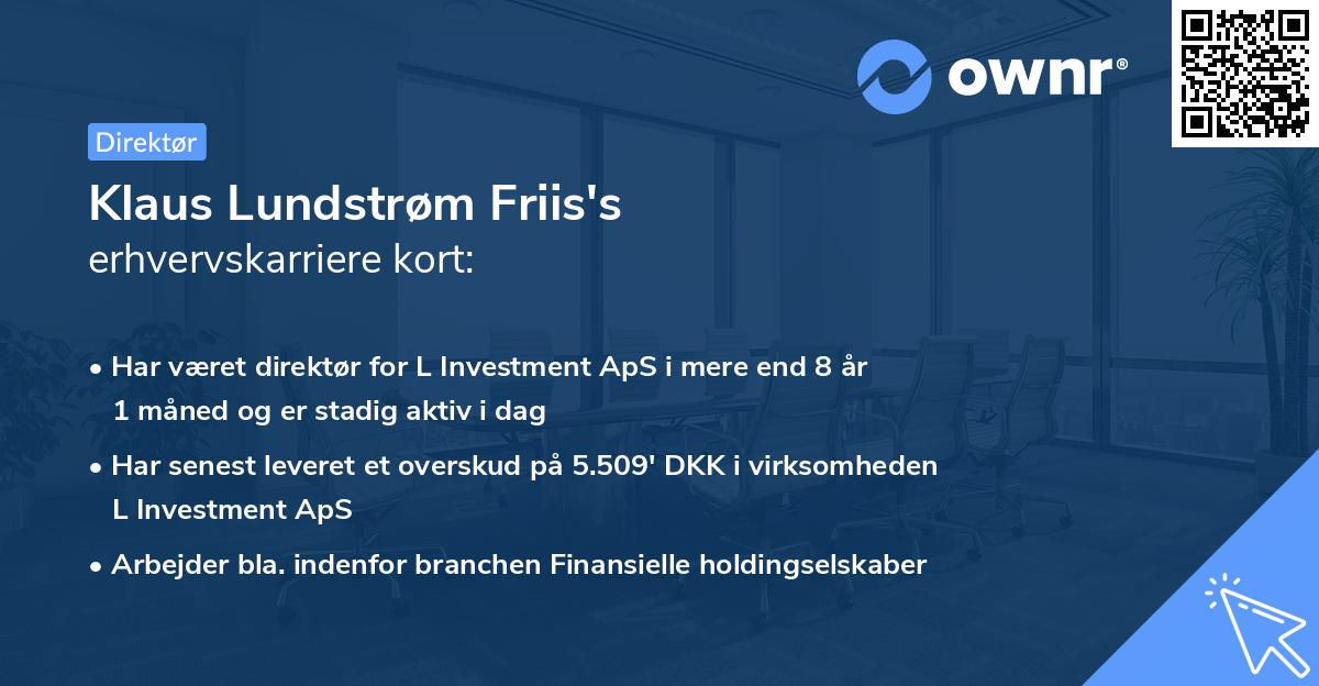 Klaus Lundstrøm Friis's erhvervskarriere kort