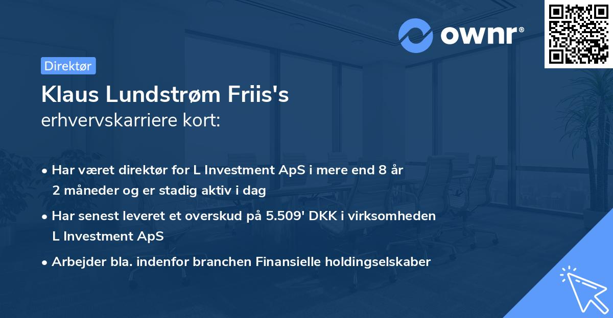 Klaus Lundstrøm Friis's erhvervskarriere kort