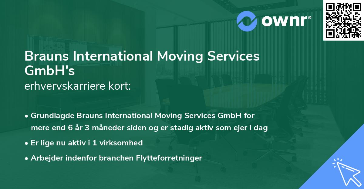 Brauns International Moving Services GmbH's erhvervskarriere kort