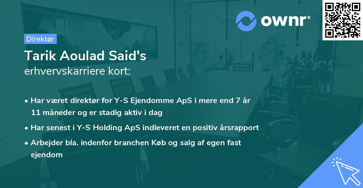 Tarik Aoulad Said's erhvervskarriere kort