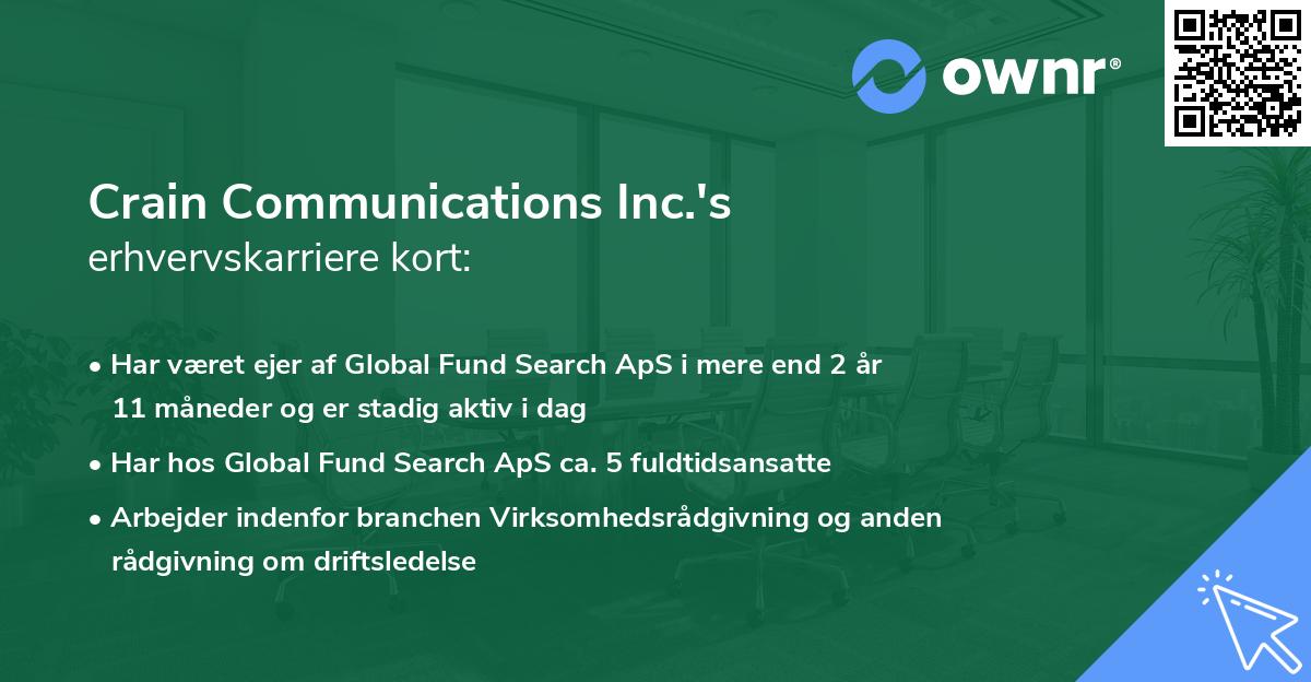 Crain Communications Inc.'s erhvervskarriere kort