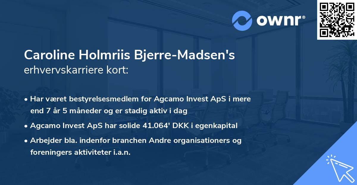 Caroline Holmriis Bjerre-Madsen's erhvervskarriere kort