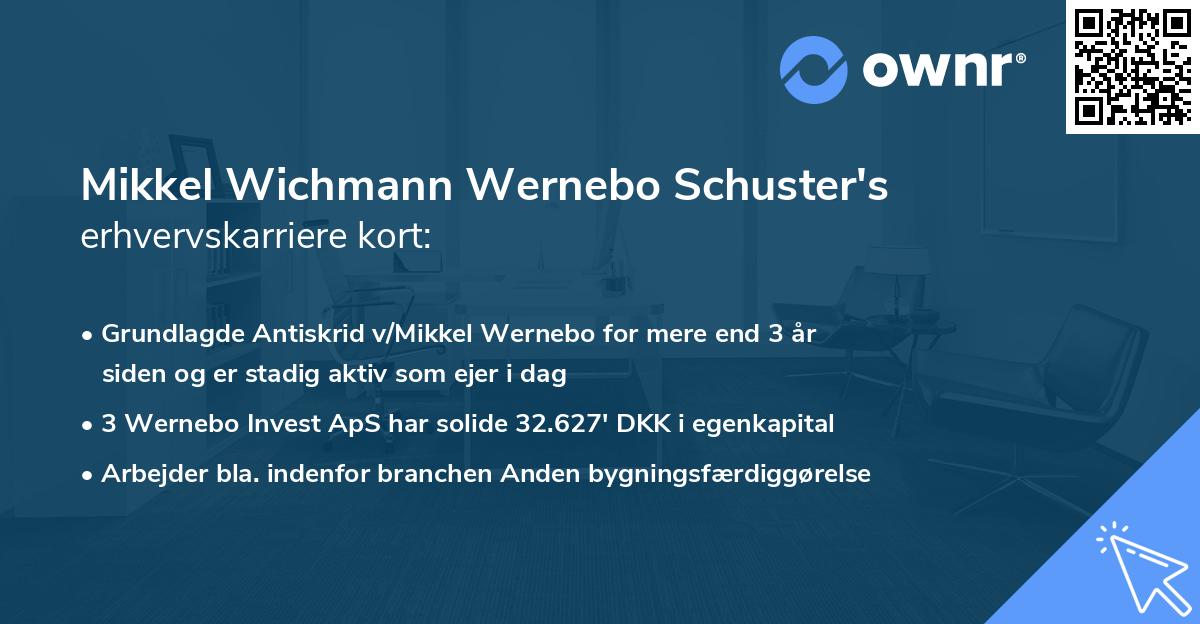 Mikkel Wichmann Wernebo Schuster's erhvervskarriere kort