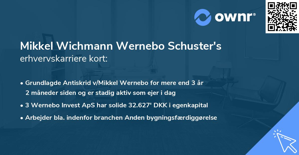 Mikkel Wichmann Wernebo Schuster's erhvervskarriere kort