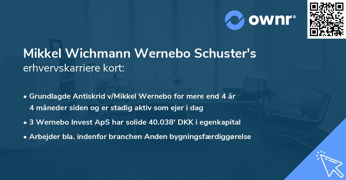 Mikkel Wichmann Wernebo Schuster's erhvervskarriere kort